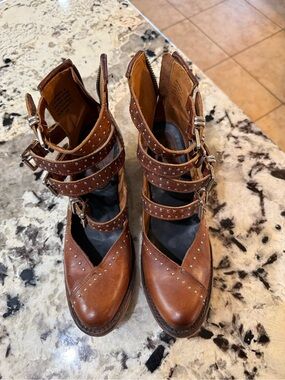 Freebird by Steven Brown Studded Strappy Heeled Boots